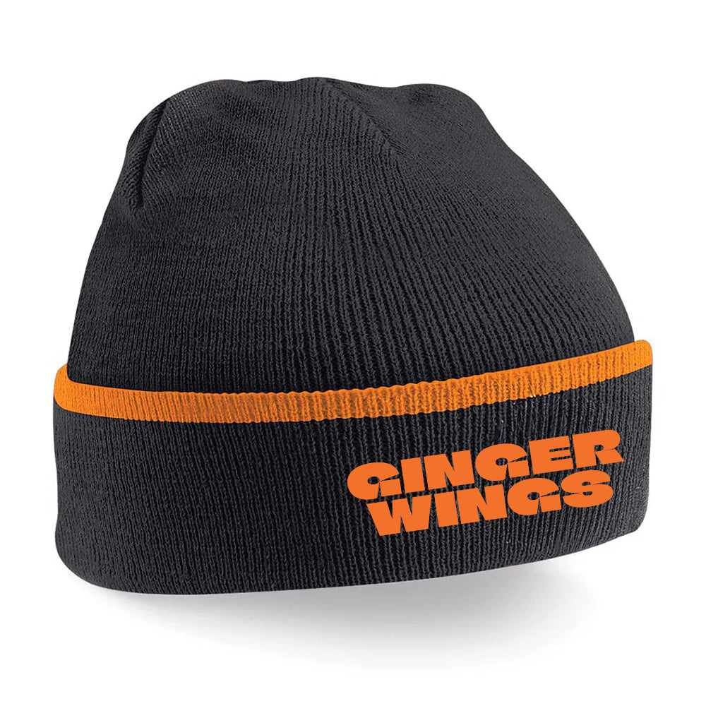 Ginger Wings Beanie Hat Orange Trim